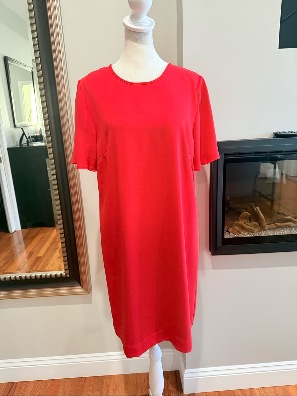 Ann Taylor Bright Red Short Sleeve Shift Dress